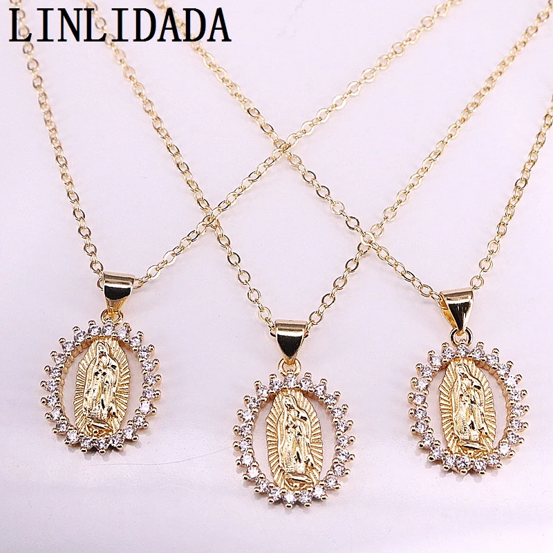 

10Pcs Religion cz charm pendant,clear cubic zirconia micro pave charm pendant necklaces Gold Color jewelry
