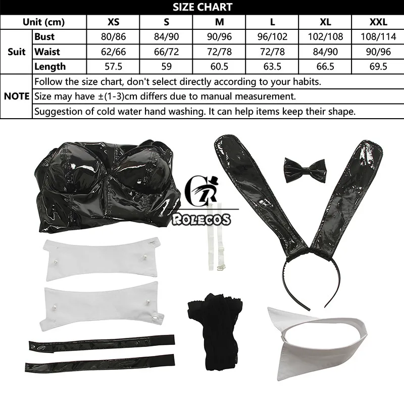 ROLECOS аниме сакураджима Mai Косплей Костюм женский черный сексуальный комбинезон с