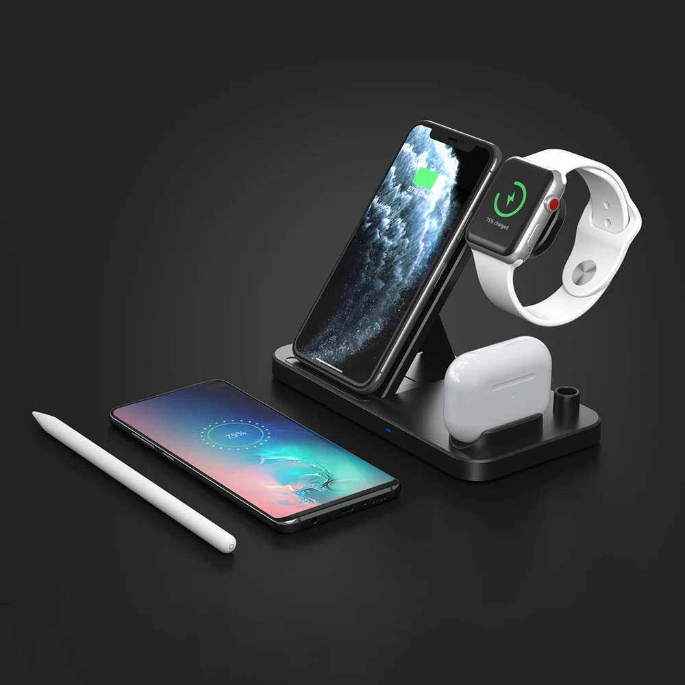 

4 in 1 Wireless Charger 10W Fast Charging Stand for ios 11 Pro XR X Xs Max for IOS Watch 6 5 4 3 Air Pro Pencil