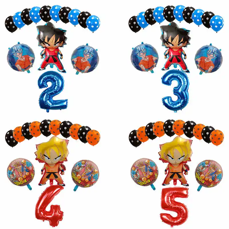 14 шт./компл. с мультяшными принтами, 7 Dragon Ball шар вуконг» Фольга шар шара с цифрой День рождения украшения Гоку для мальчиков детские игрушки расходные материалы