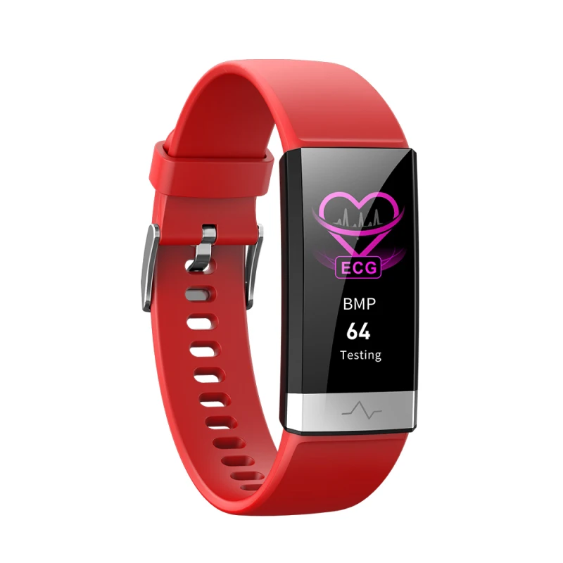 Красный Смарт-браслет V19 ECG+ PPG+ HRV монитор сердечного ритма кровяное давление кислородный мониторящий сон Bluetooth фитнес-трекер Смарт-часы - Цвет: Красный