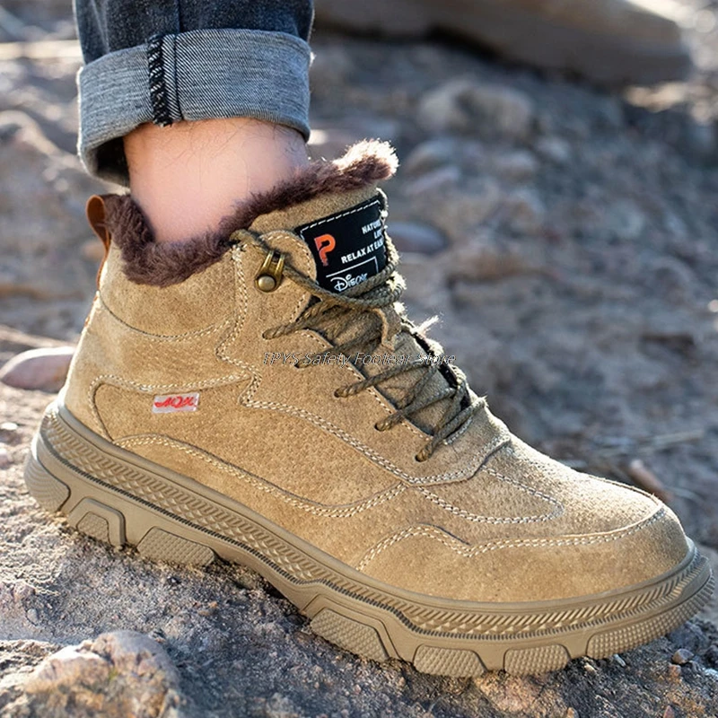 

Anti-Piercing Shoes Safety Boots Men's Shoes Working Boots Warm Ankle Boots Anti-Smashing Shoes For Men Plush Boots Winter Shoes