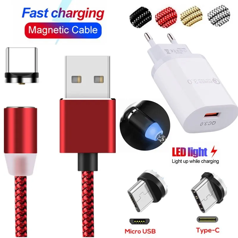 QC 3 0 быстрое зарядное устройство магнитный USB кабель type C Micro зарядный для huawei Nova 3i