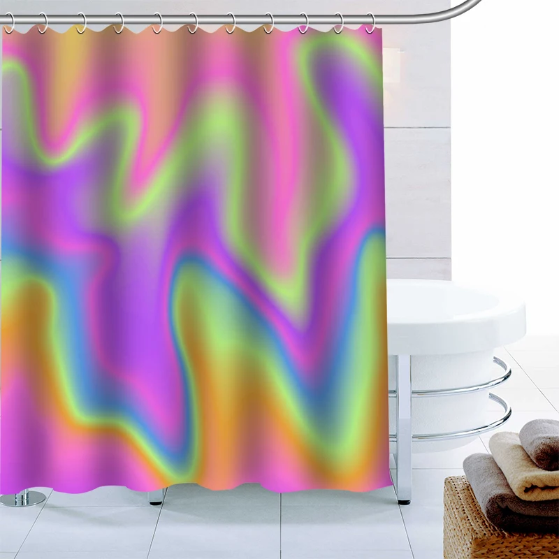Custom Text Holographic Backgrounds Decor Shower Curtain Waterproof Mildew Proof Bath Polyester Fabric Bathroom | Дом и сад