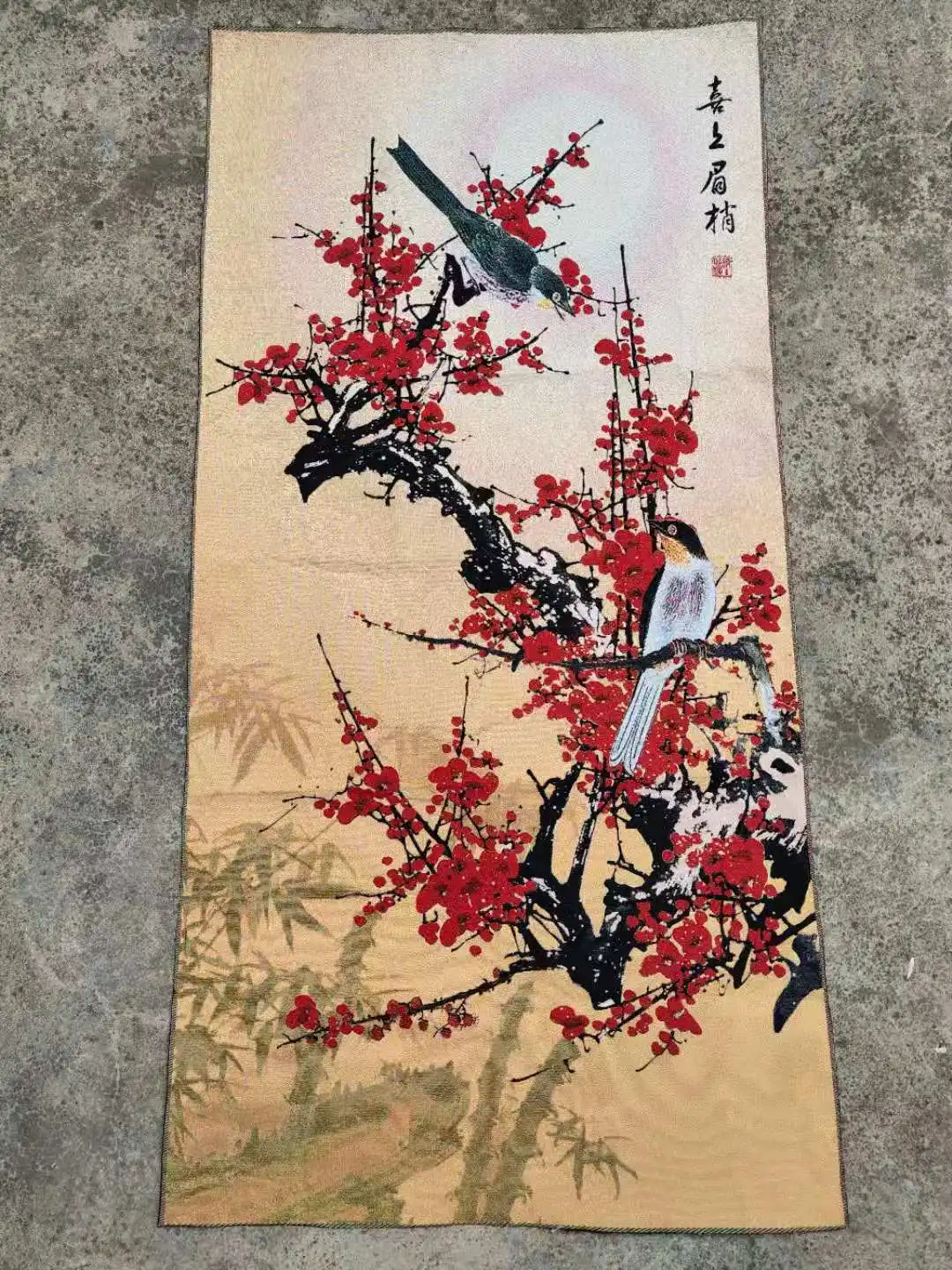 

47INCH Beaming brocade porch vertical version line embroidery plum Chinese style living room corridor