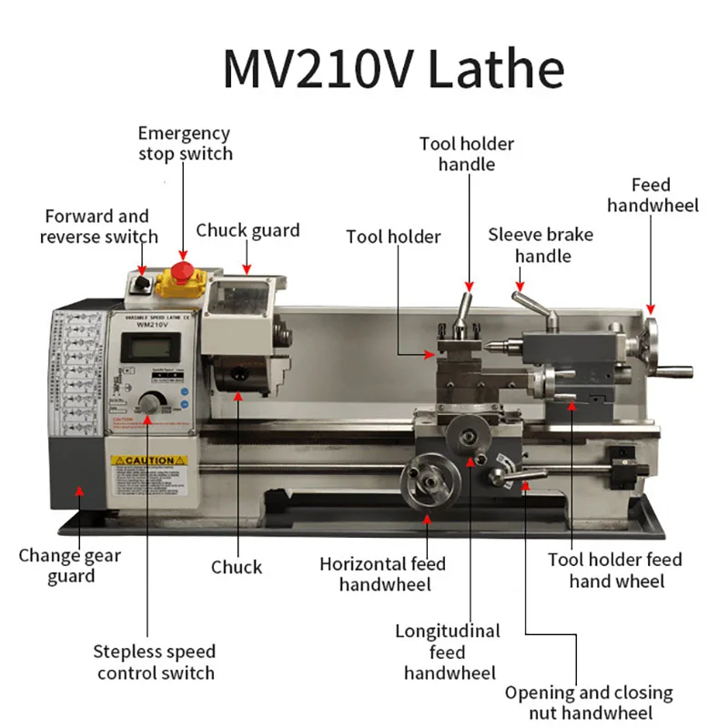 Новая модель WM210V токарный станок для металла метрическая и дюймовая резьба