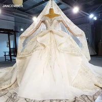 htl2191 ivory white bridal wedding dress applique print 2021 new v neck large pearl decoration frill gown robe de mari%c3%a9e