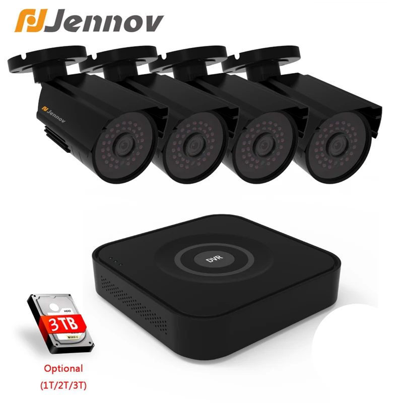 Jennov 4/6CH 1080P AHD камера система DVR комплект H.264 + CCTV NVR наружное Видеонаблюдение ИК