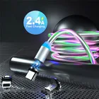 Магнитный светящийся USB-кабель JUSFYU с разъемом Type-C, Micro-USB, Lighting на выбор, длина 1-2 м