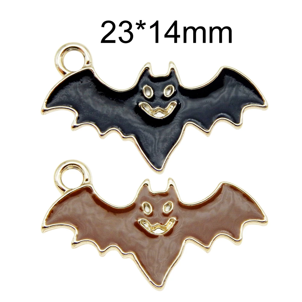Julie Wang 12 PCS Mixed 14*23mm Alloy Enamel Cartoon Bat Charms Halloween Pendant Bracelet Dangle Earring Necklace Jewelry Craft images - 6