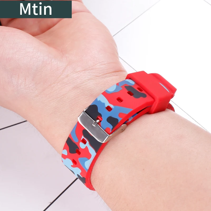 Camouflage Silicone Strap 22mm Pin Buckle Watch Accessories For Omega Casio ICE Outdoor Sports Diving Watch Chain Wristband tool