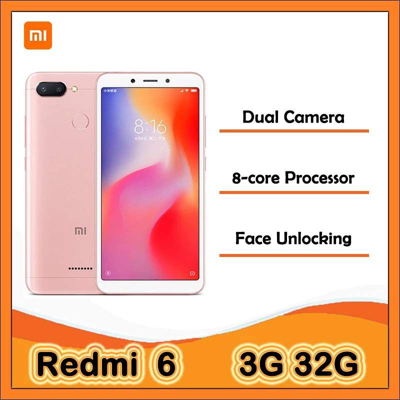 

Redmi 6 Mobile Full Netcom 4G Phone Dual SIM Dual Standby Gold Pink 3GB+32GB