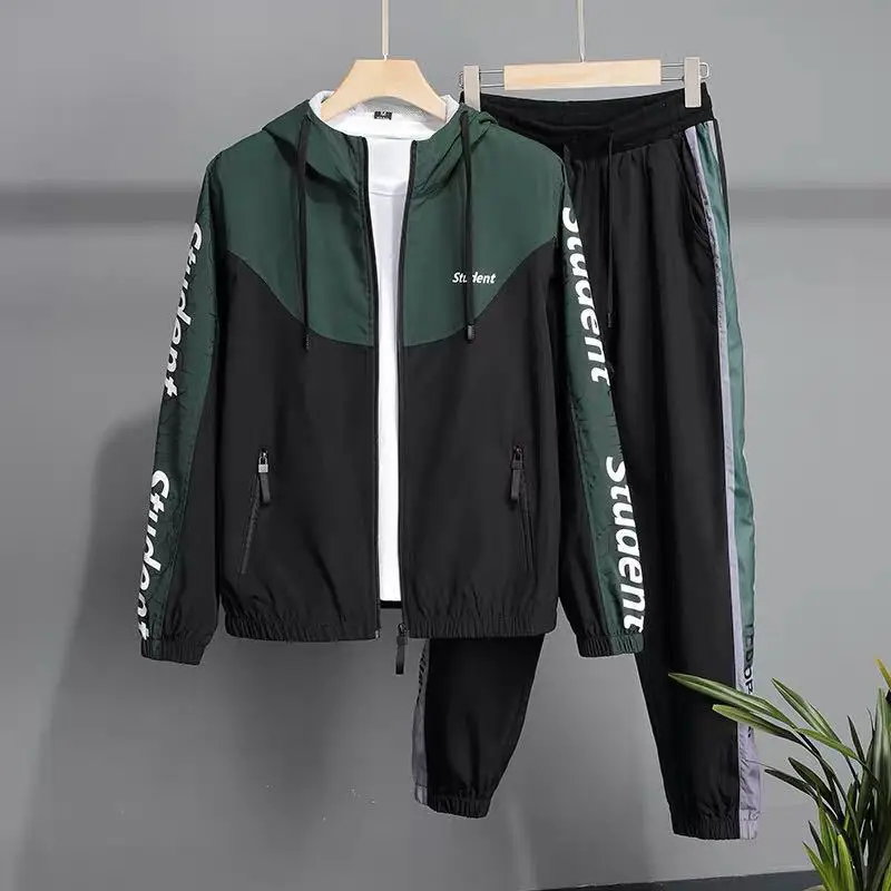 

Men's Sportswear Running Sets 2021 Spring 2 Piece Sets Sports Suit Jacket+Pants Sweatsuit Men Tracksuit Fitness Clothing Men
