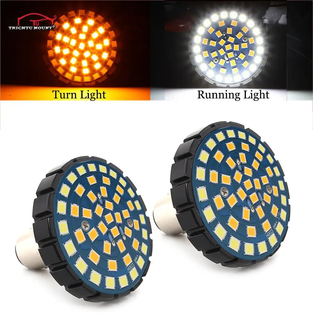 

2 Inch White/Amber Switchback LED 12V Turn Signal Light Bulbs For Harley Touring Softail No Hyper Flash No Resistor Required