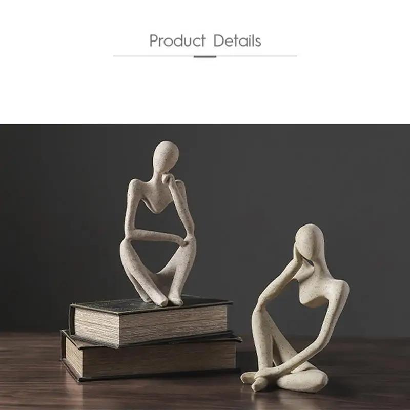 

Thinker Statue Resin Thinking Sculpture Ornaments Handmade Crafts Desktop Decoration For Home Office Stores Window Display