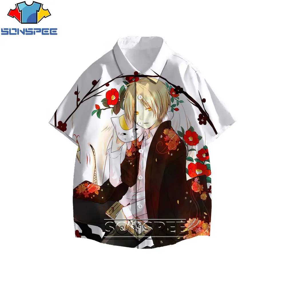 

SONSPEE Men's Woman's Shirt Anime Natsume's Book Of Friends Takashi Natsume Geely Cat Harajuku Style New Large Size Shirt Top