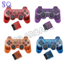 Transparent Color Game Controller For PS2 Wireless gamepad 2.4GHz Double Vibration Shock Joypad USB PC game