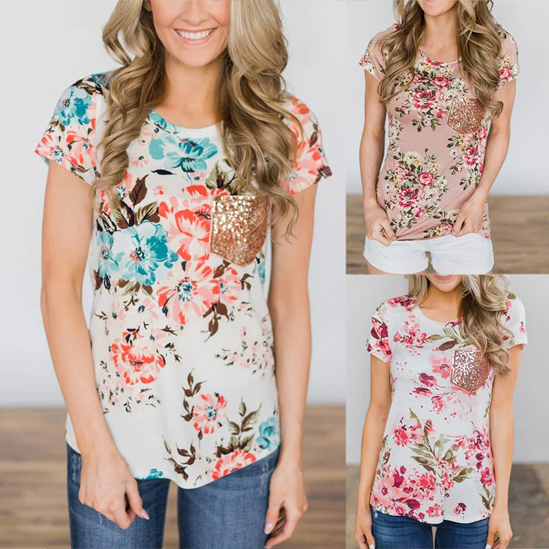 

2021Digital Printing Round Neck Short Sleeve T-shirt Bottom CoatFashionable And Comfortable