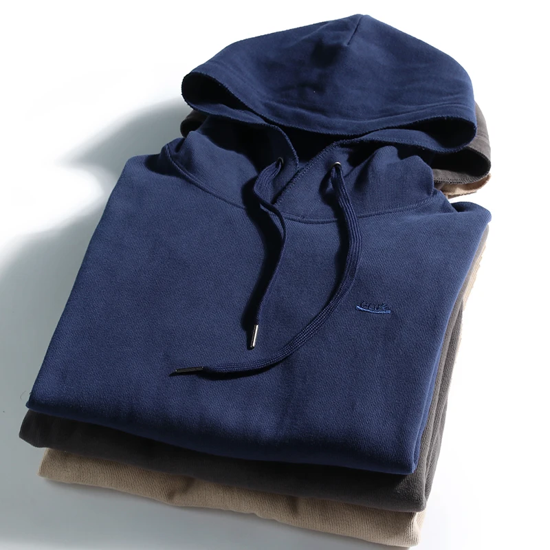 

Толстовка мужская с капюшоном и вышивкой, Модная трикотажная свободная повседневная спортивная одежда из чистого хлопка, с длинным рукавом...