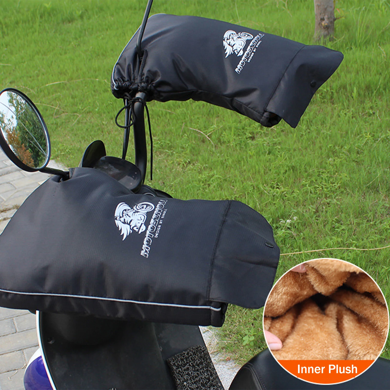 

Protective Motorcycle Scooter Thick Warm Handlebar Muff Grip Handle Bar Muff Rainproof Riding Winter Warmer Thermal Cover Gloves