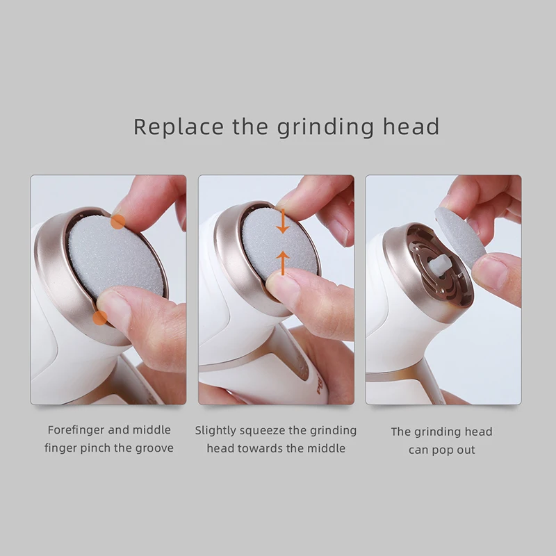 

PRITECH Electric Feet Callus Removers Rechargeable Foot File with 3 Grinding Heads Portable Waterproof Professional Feet Care