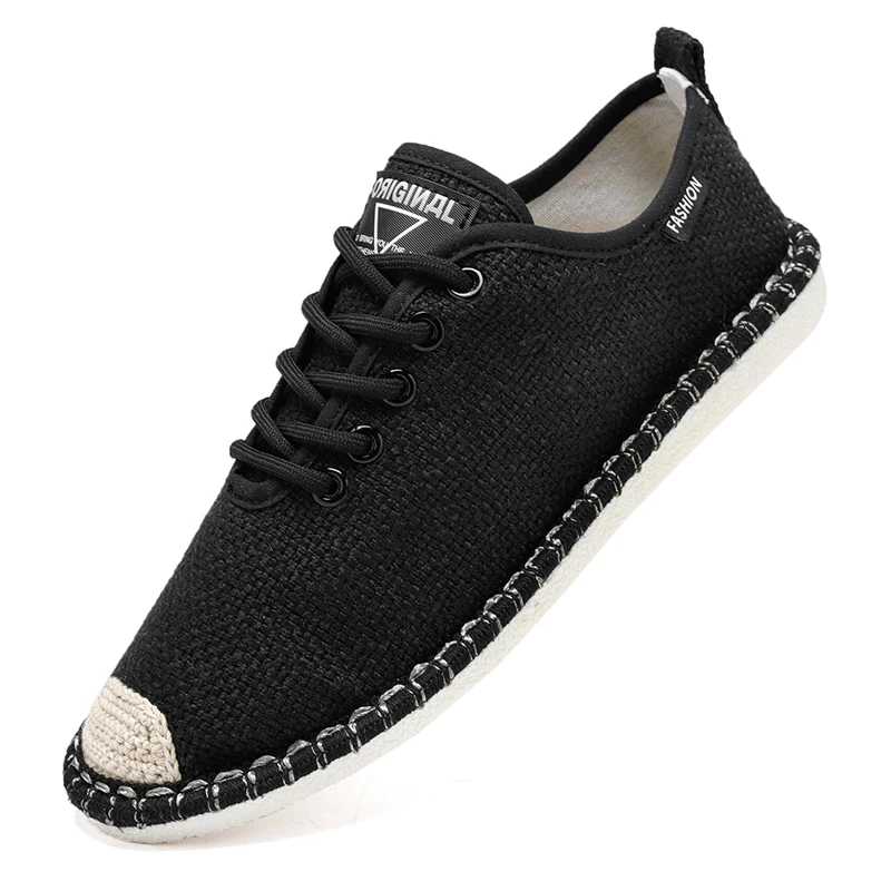 

Solid Colors Breathable Espadrilles Summer Man Flat Low Tops Casual Shoes Rubber Sole Comfortable Walk Non-slip Leisure Feetwear