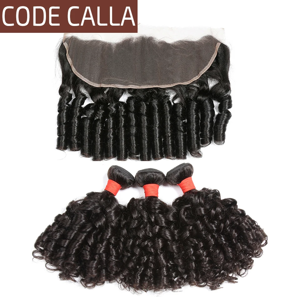 Bouncy Curly Hair Bundles With 13x4 Hd Lace Front Human Brazilian 3 4 Weave And Loose Wiht Closure | Шиньоны и парики