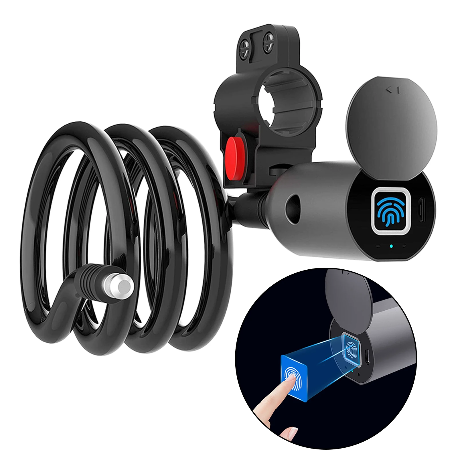 

Fingerprint Bike Lock IP65 Waterproof USB Rechargable Bicycle Cable Locks