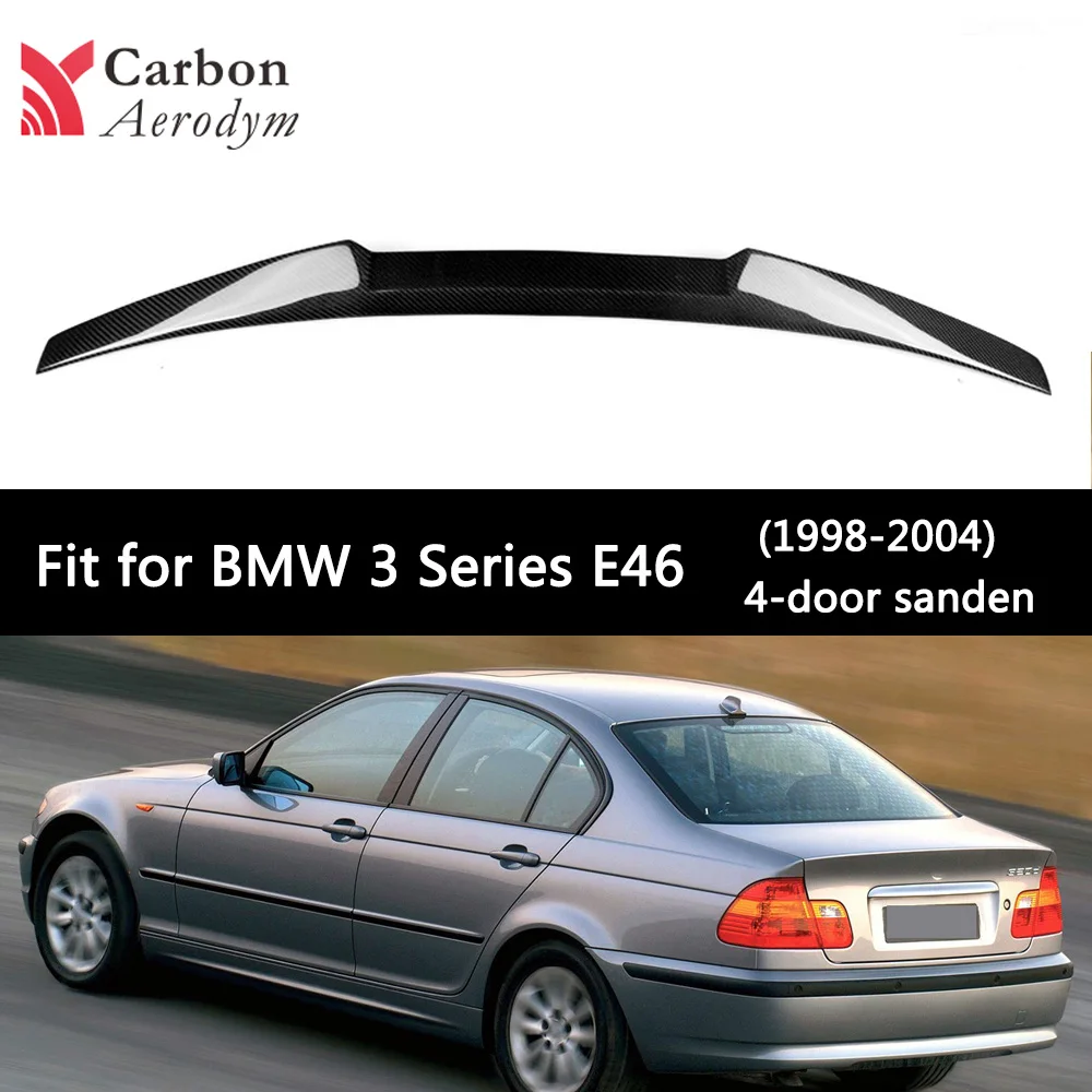 Настоящий карбоновый автомобильный спойлер черный глянец для BMW 3 серии E46 седан