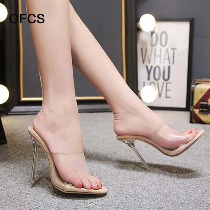 Сандалии-желе женские из ПВХ пикантные туфли-лодочки на тонком прозрачном