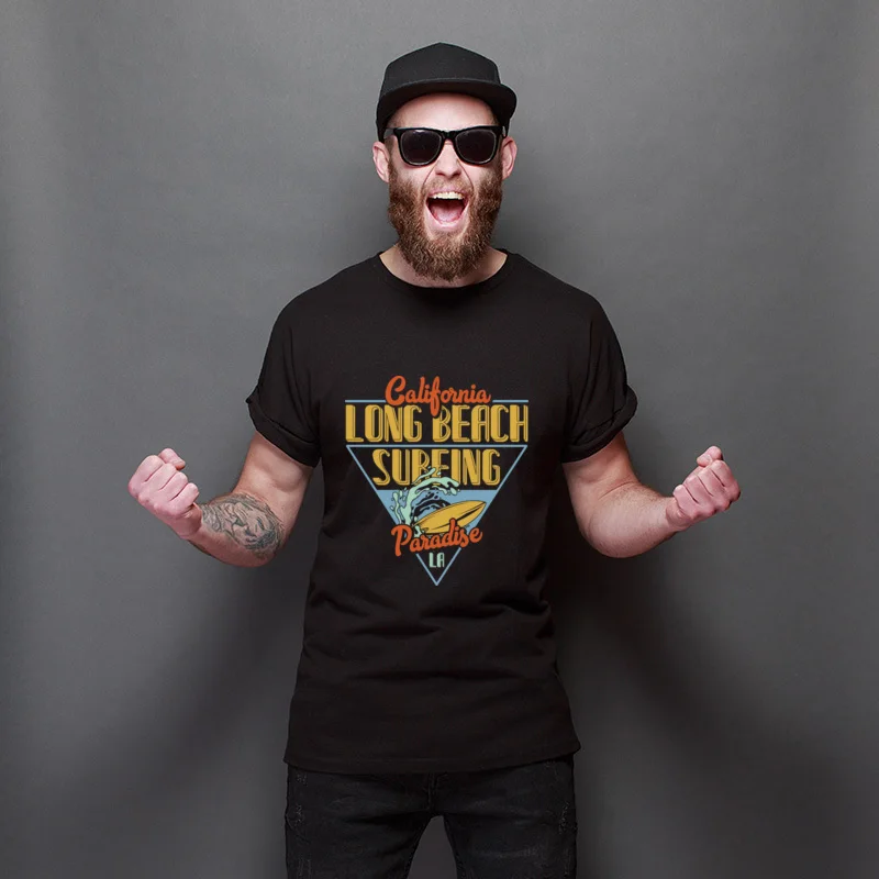 

Hot Sale California Long Beach Surfing Paradise Plain Street TShirts Cool Personalized T-Shirt Printing Cotton T Shirt Unisex