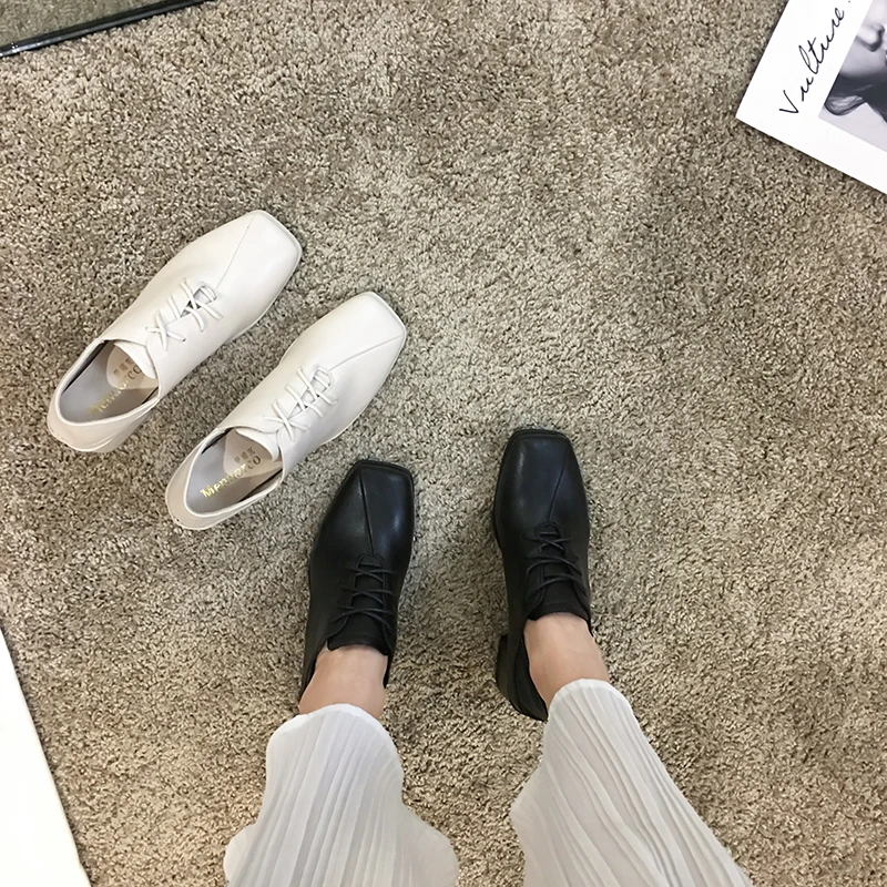 

Women's Shoes pumps Retro 2020 Spring New Fashion Thick Heel Lace Up Simple Small Shoes
