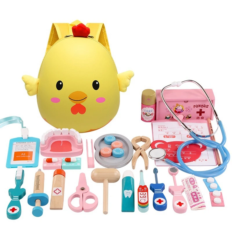 

Kids Toys Set Simulation Dentist Kit Toy Pretend Play Portable Cute Cartoon Knapsack Children Toys