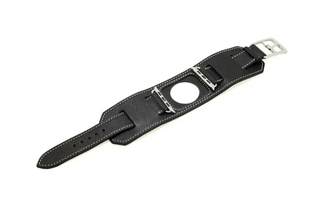 Браслет на запястье для Apple Watch, кожаный ремешок, 42 мм, 38 мм, 40 мм, 44 мм, браслет для iWatch, ремешок серии 5, 4, 3, 2, 1 - Цвет ремешка: cuff-black