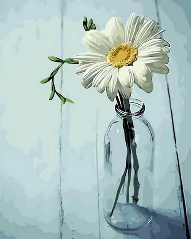 

2021 Coloring Canvas Linen Flower In Vase DIY Paint By Numbers Paint Kit Digital Oil Painting Home Decor 40x50cm Art Painting
