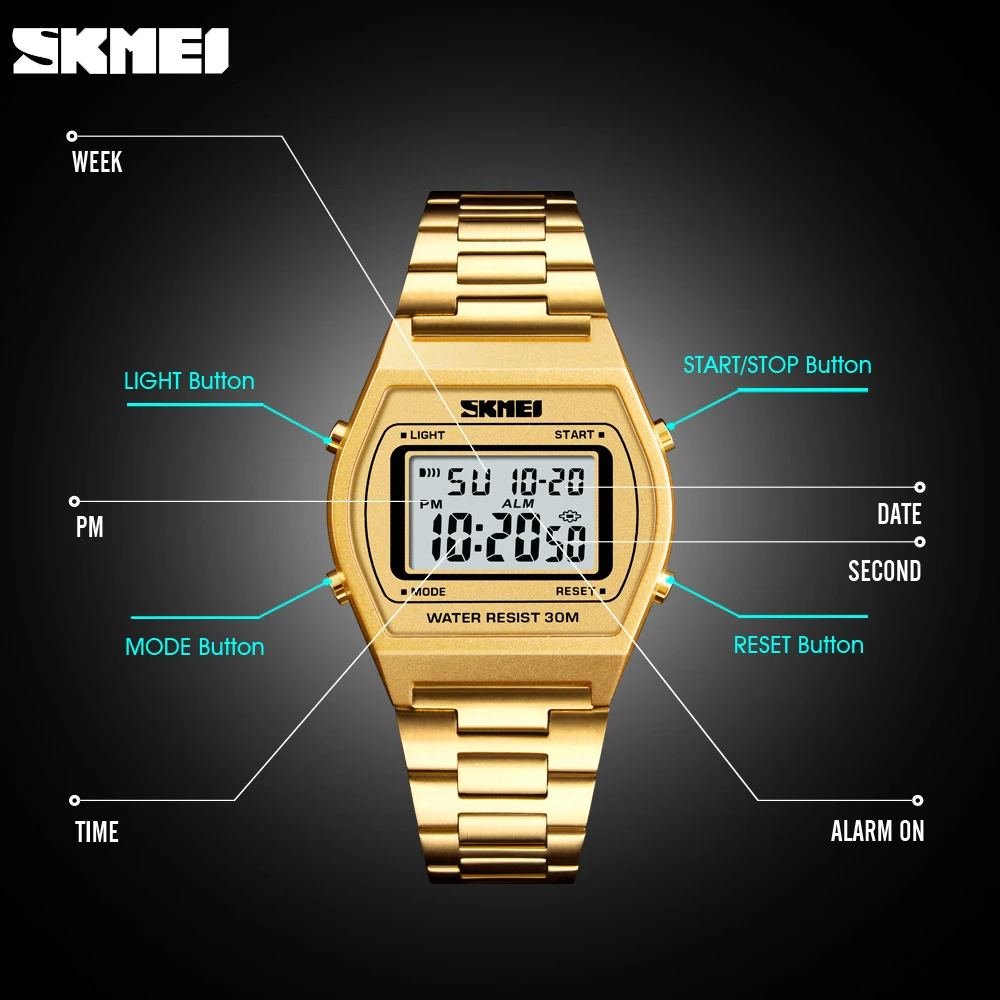 Часы наручные SKMEI Мужские Цифровые брендовые Роскошные Электронные