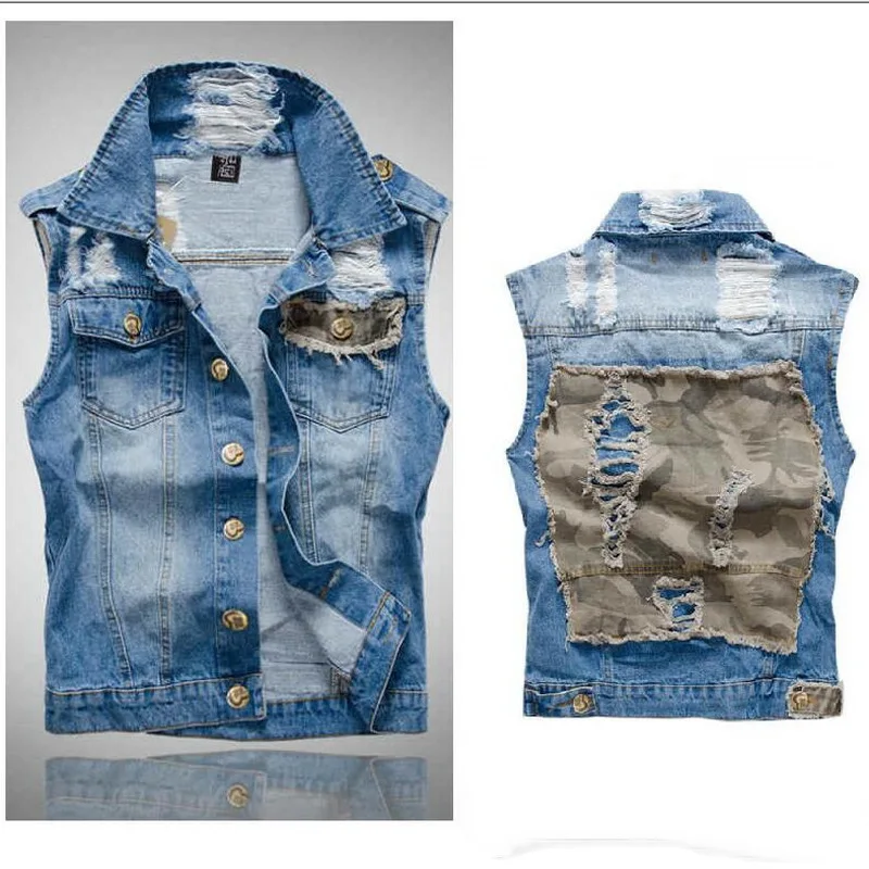 Для Мужчин's джинсовый жилет мужской &quotпятиконечная звезда&quot надписями