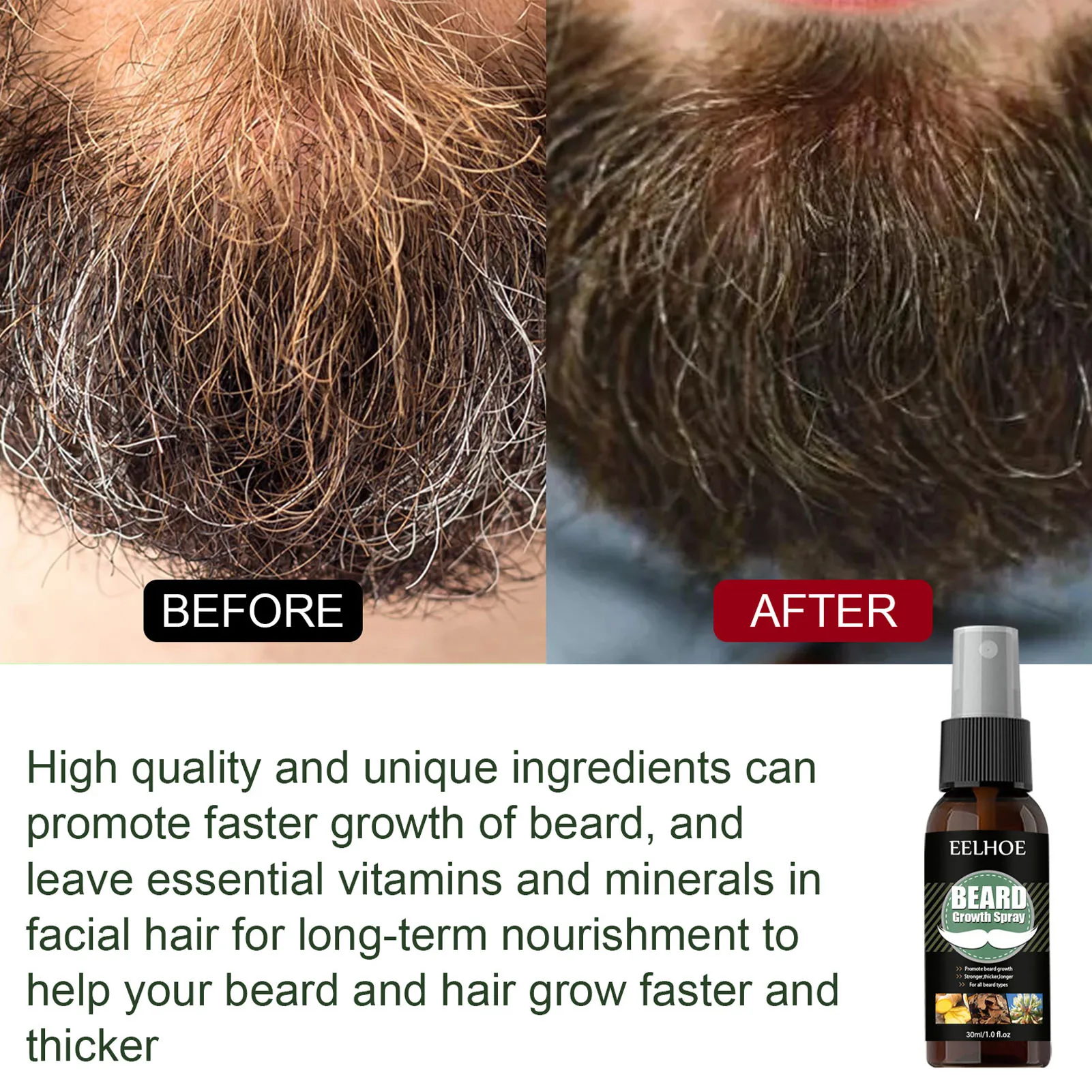 Natural Accelerate Facial Hair Grow Beard Essential Oil Hair And Beard Growth Oil Men Beard Grooming Moisturizing Spray images - 6