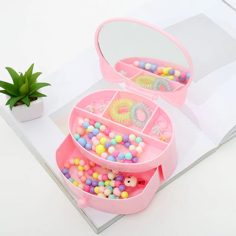 Пластиковая мини-коробка для детей ящик двойной хранения ювелирных изделий