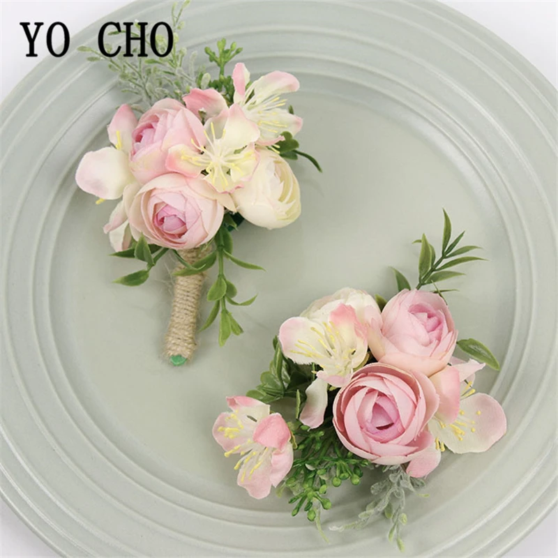 YO CHO Boutonnieres корсаж для жениха Свадебные наручные Роза браслет розовый Орхидея из