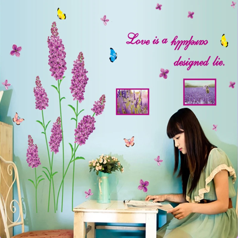 Фиолетовая лаванда фоторамка настенная наклейка фон для телевизора дивана