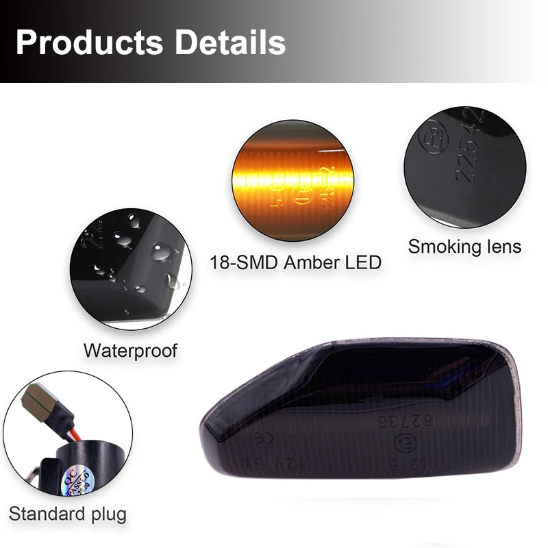 2x светодиодный динамический Боковой габаритный фонарь поворота светильник для