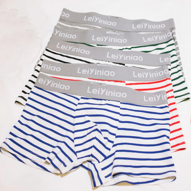 5 шт./лот мужские хлопковые трусы-боксеры в полоску нижнее белье | Мужская одежда