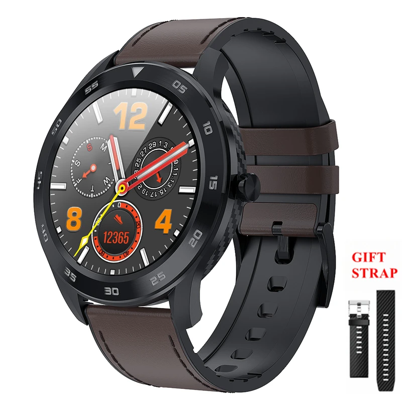 dark brown leather LYKRY DT98 Bluetooth Вызов Смарт часы полный экран сенсорный IP68 Водонепроницаемый PPG сердечного ритма кровяного давления монитор для xiaomi huawei - Цвет: dark brown leather