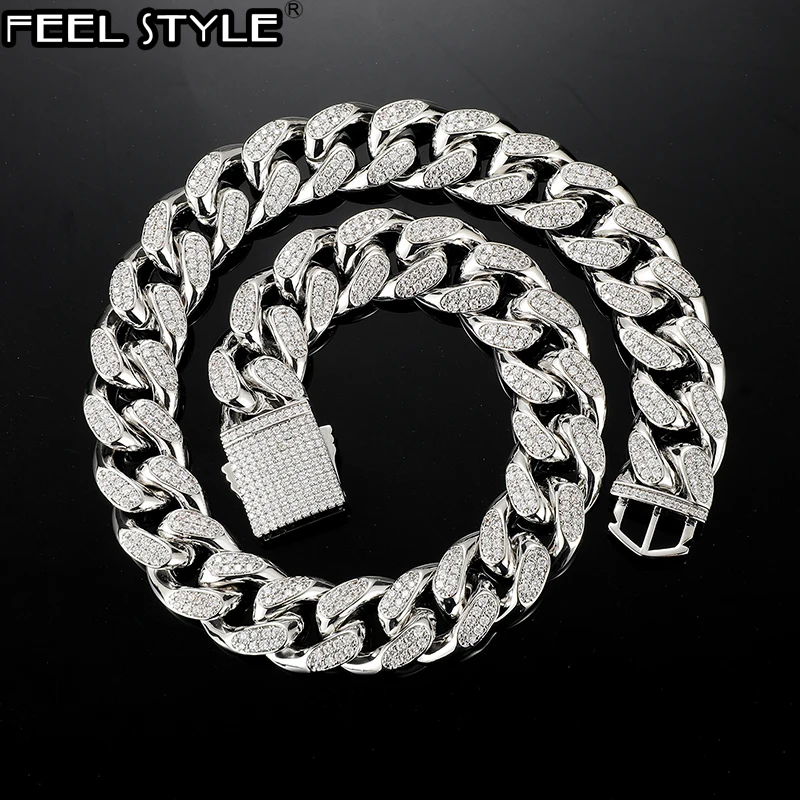 

Цепочка Из кубинской цепи с фианитом, 19 мм