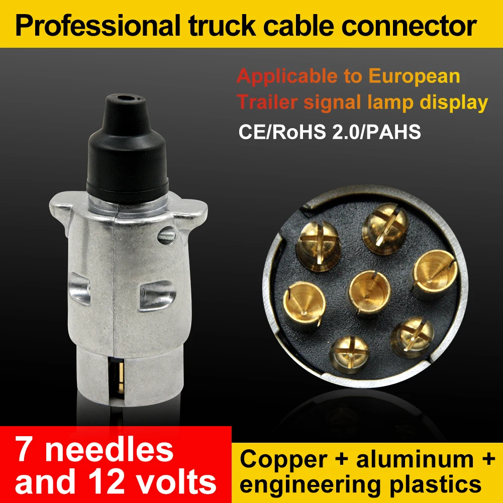 

7-Pin 12 Volt Aluminum Plug Truck Cable Connector European Car Trailer Signal Light Trailer Couplings Accessories Vehicle Parts