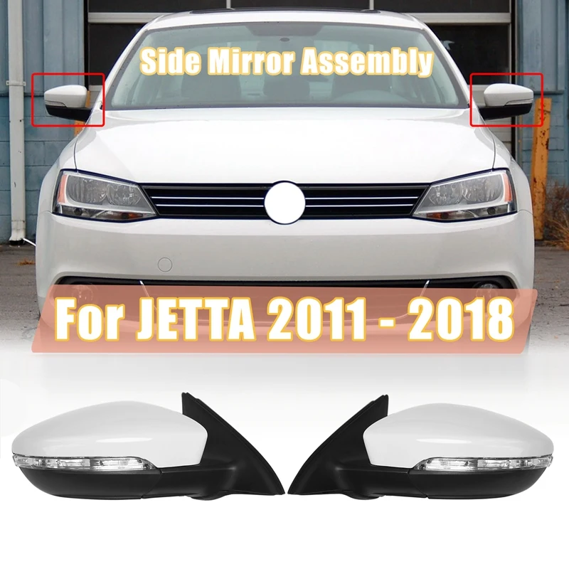 

Side Rear View Mirror Assembly Power Glass Heated Turn Signal Foldable 8 Wires for JETTA 2011-2018
