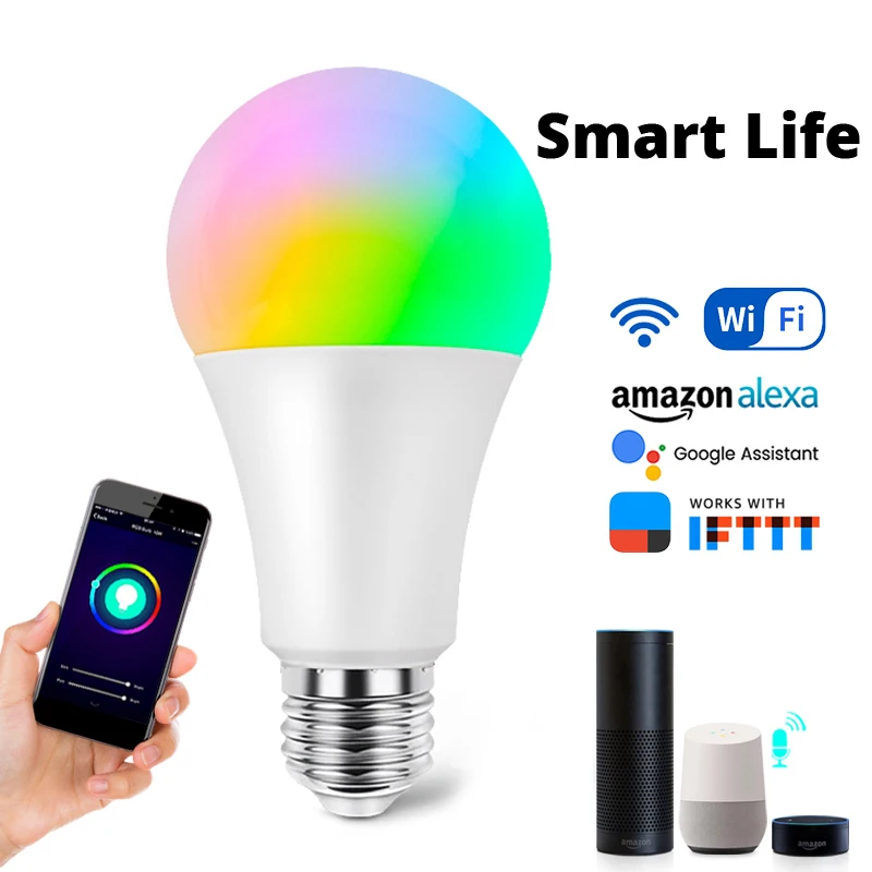 

Timing And Remote Control Smart LED Bulb Work With Alexa Echo Google Assistant And IFTTT Multipurpose Save Energy Voice Control