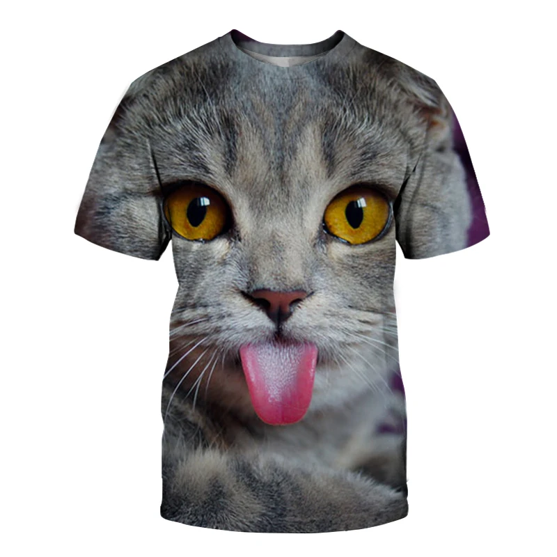 

Summer 3D Printed T-Shirt Cute Cat Pattern Men's T-Shirt 2021 Casual T-Shirt O collar Hip Hop Short Sleeve Size XXS-6XL