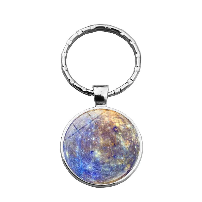 WG 1pc Universe Galaxy Solar System Planet Keychain Moon Sun Earth Pendant Time Gem&ampstone Metal Keyring | Украшения и